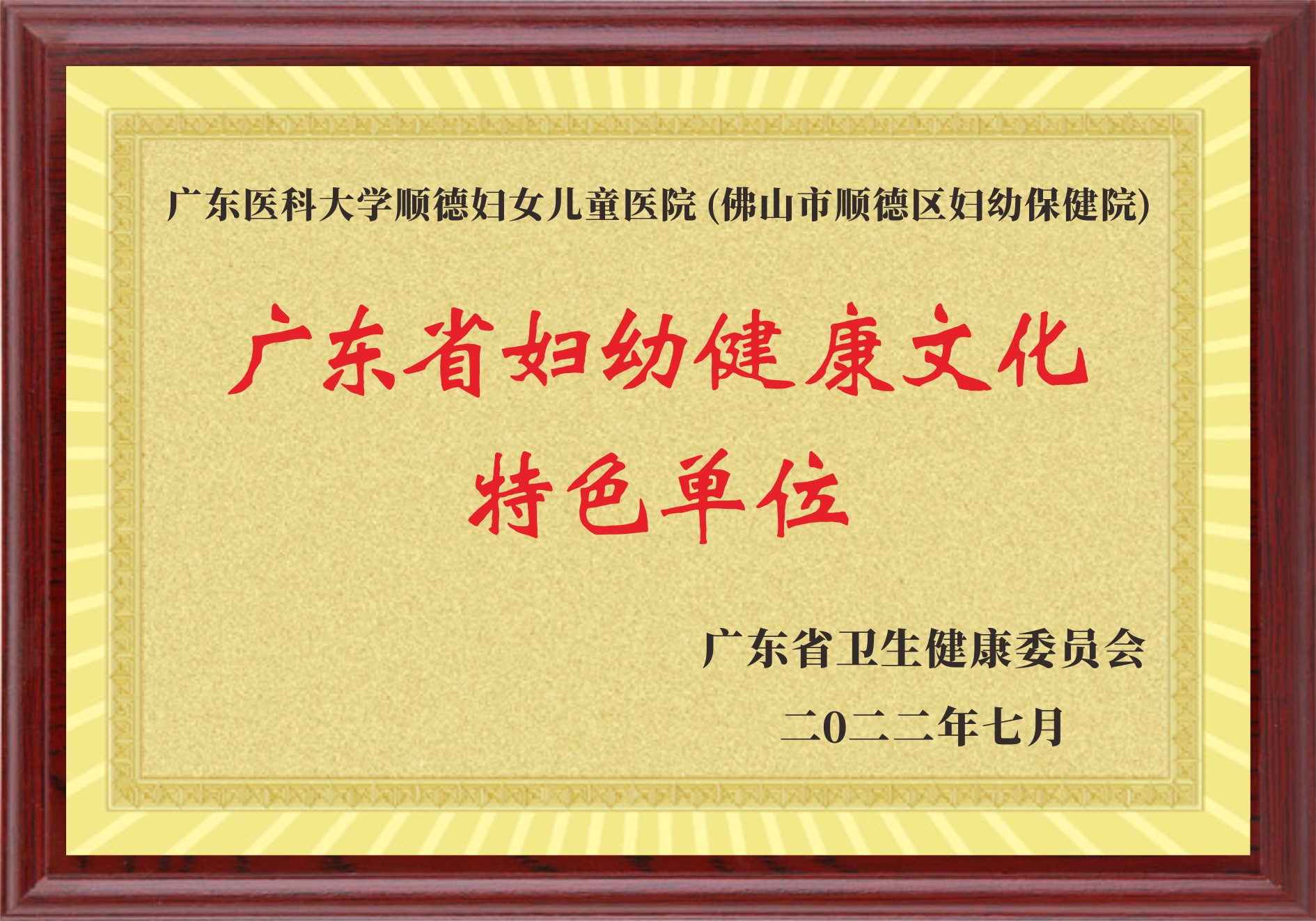 广东省妇幼健康文化特色单位